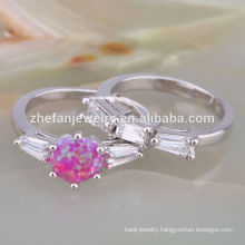 YELLOW GOLD PLATING NATURAL OPAL DIAMOND WEDDING RING